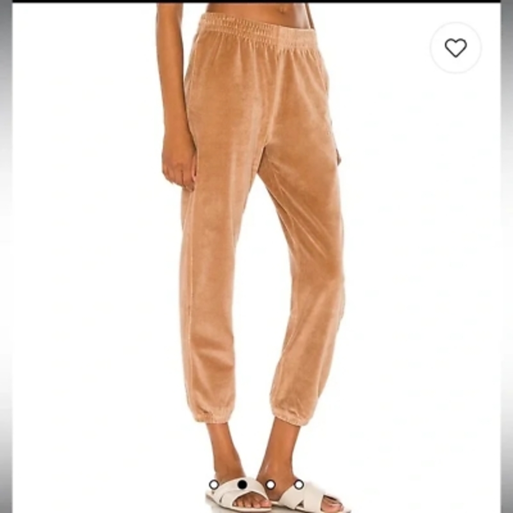 Anine Bing Tan Velour Jogger Pants